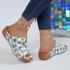 Women's Casual Butterfly Pattern Round Toe Wedge Slippers 34593580S