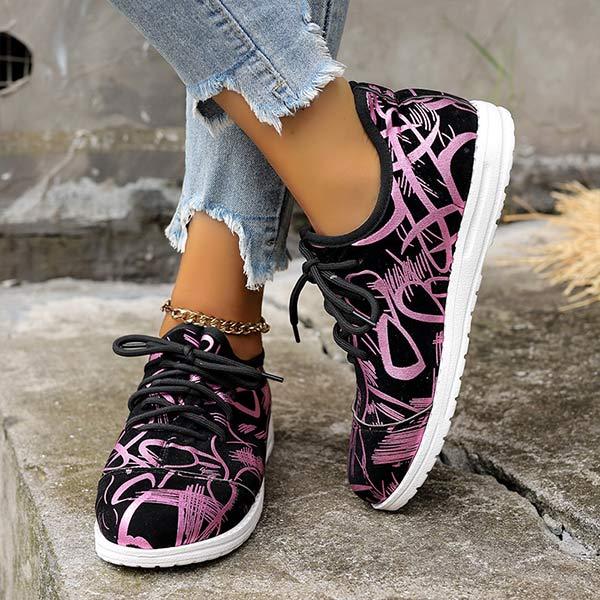 Women's Printed Lightweight Round Toe Slip-on Running Shoes 96772638C