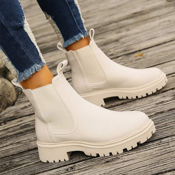 Women's Thick Sole Fashion Cigarette Bootie with Fleece Lining 18105875C