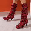 Women's Sexy Leopard Print Pointed Toe High Heel Knee-High Boots 80751028C