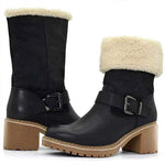 Women Cuff Plush Chunky Heel Knight Boots 01225760C