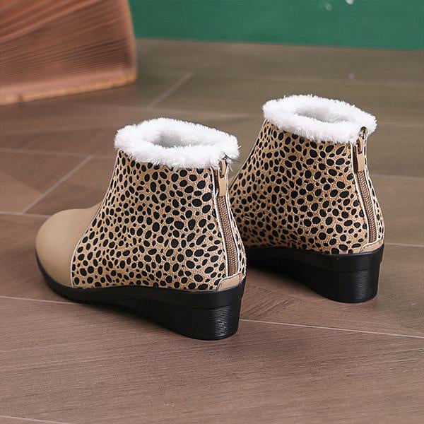 Women's Casual Wedge Leopard Ankle Boots 57686227S