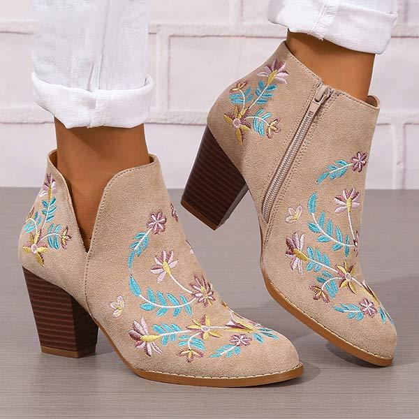 Women's Embroidered High Heel Fashion Boots 10104789C
