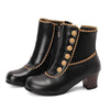 Women's Vintage Wood Grain Chunky Heeled Ankle Boots 20313121C