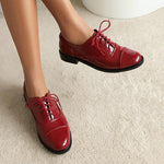 Women's Casual Patent Leather Lace-Up Flats 58206821S