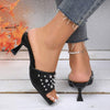 Women's Fish Mouth Rivet Open Toe Stiletto High Heel Sandals 66437509C