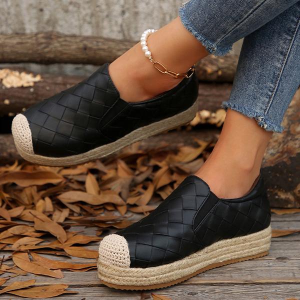 Women's Ethnic Checkered Flat Casual Shoes 67929058S