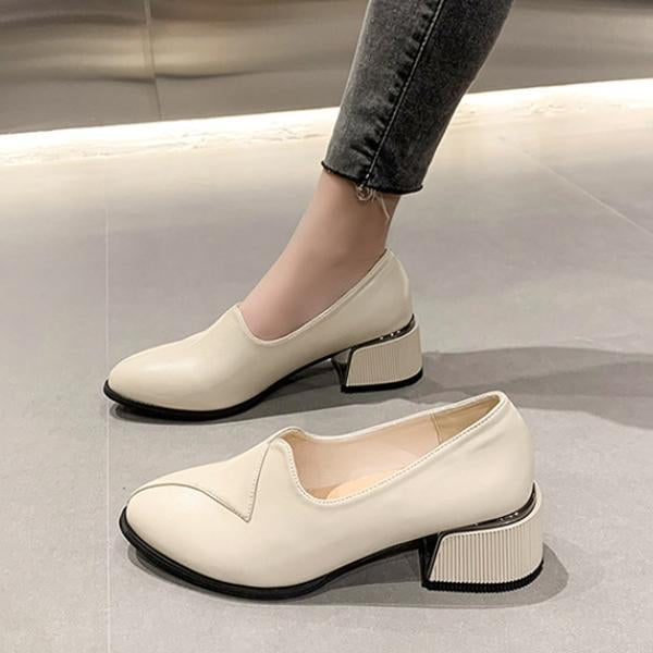 Women's Casual Slip-On Thick Heel Pointed Toe Shoes 94112221S