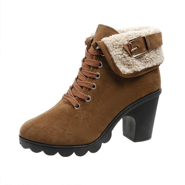 Women's Round-Toe Lace-Up Chunky Heel Martin Boots 44597044C