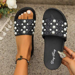 Women's Fashionable Pearl Slide Sandals 88678049C
