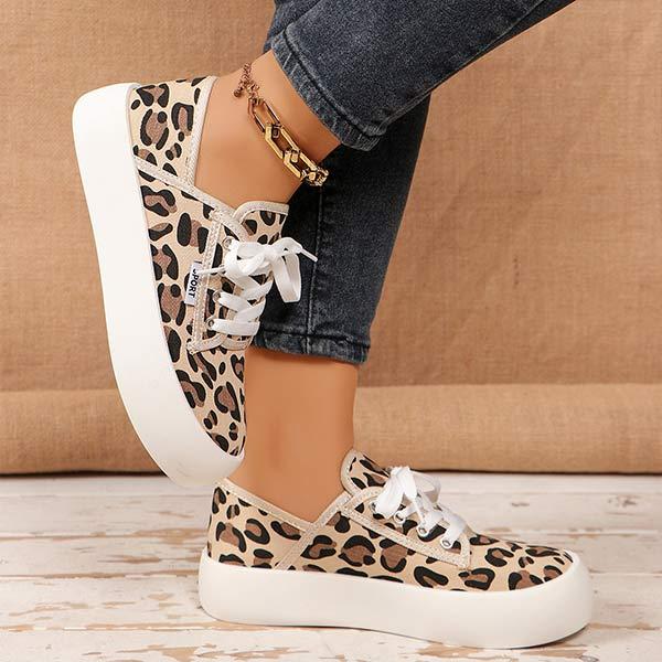 Women's Leopard Print Casual Canvas Shoes 88286893C