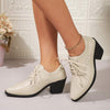 Women's Pointed Toe Lace-Up Fashionable Chunky Heels 28740173C