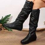 Women's Round-Toe Ruched Mid-Calf Boots 16373612C