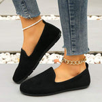 Women's Round-Toe Shallow Mouth Flats in Suede 60327533C