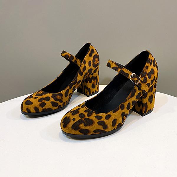 Women's Retro Leopard Buckle Pumps 89386006S