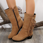 Women's Vintage Tassel Chunky Heel Boots 42591758C