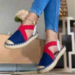 Women's Retro Straw Flat Elastic Sandals 35228119C