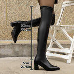 Women's Elastic Chunky Heel Over-the-Knee Boots 41651431C