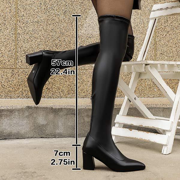 Women's Elastic Chunky Heel Over-the-Knee Boots 41651431C