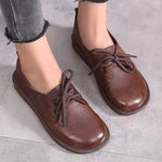 Women's Round-Toe Lace-Up Flat Shoes with Soft Soles 40168877C