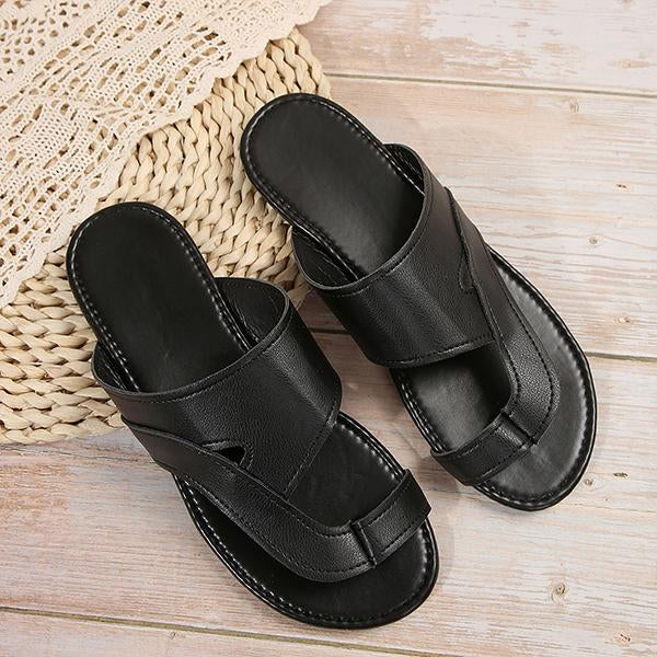 Women's Casual Flat Beach Slippers with Toe Rings 74711254S