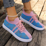 Women's Casual Flyknit Contrast Color Slip-on Flat Sneakers 36664761S