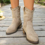 Women's Suede Block Heel Fashion Boots 75719142C