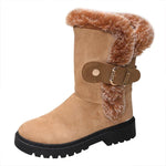 Women's Casual Belt Buckle Fur Collar Snow Boots 50865457S