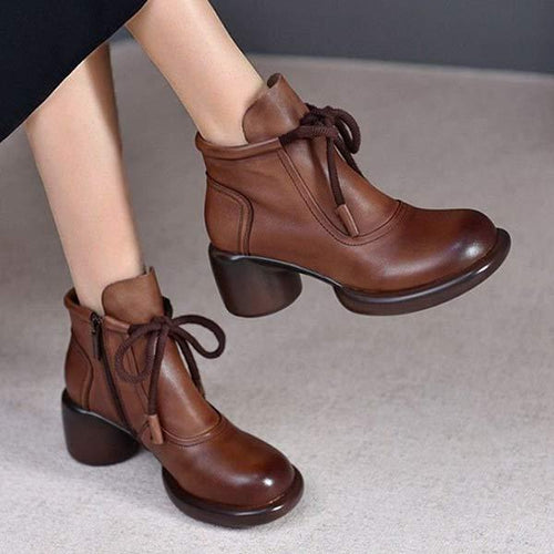 Women's Vintage Chunky Heel Ankle Boots 45756576C