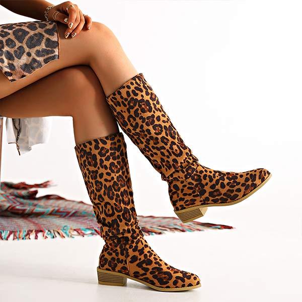 Women's Leopard Print Knee-High Boots 91739966C