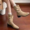 Women's Retro Suede Western Cowboy Boots 77220839C