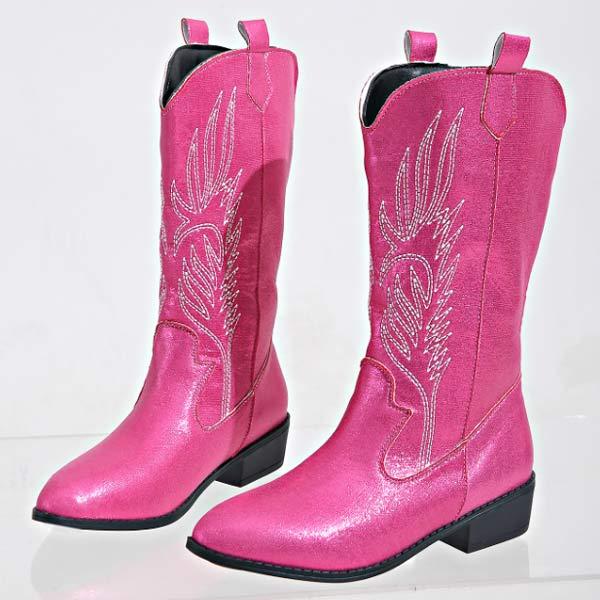 Women's Pointed-Toe Embroidered Mid-Calf Western Rider Boots 50115295C