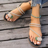Women's Rhinestone-Embellished Toe-Loop Flat Slide Sandals 83276977C