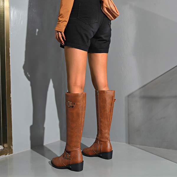 Women's Long Riding Boots with Buckle Strap 07520002C