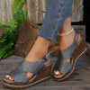 Women's Fish Scale Texture Velcro Wedge Sandals 27070831S