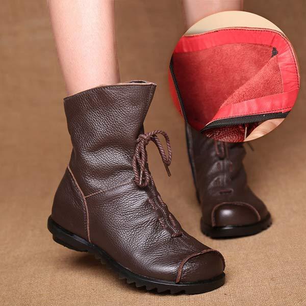 Women's Vintage Genuine Leather Ankle Boots 97246817C