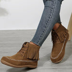 Women's Casual Flat Tassel Ankle Martin Boots 43729289S