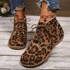 Women's Casual Leopard Lace-Up Flat Ankle Boots 27516532S