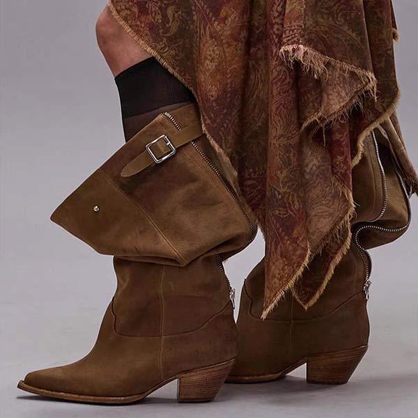 Women's Chunky Heel Pointed-Toe Slouch Boots 20705566C