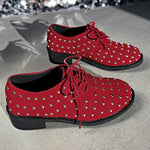 Women's Low-Heeled Metal Rivet Lace-Up Lazy Fashion Shoes 04244857C