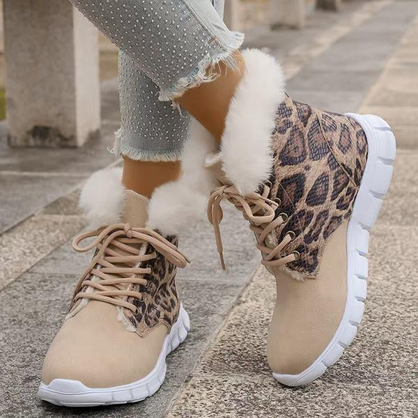 Women’s Leopard Print Plush Casual Snow Boots 38158373S