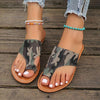 Women's Flat Color Block Printed Slip-On Slippers 10984923C