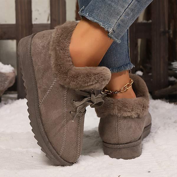 Women's Thick-Sole Lace-Up Plush Lined Winter Shoes 19818527C