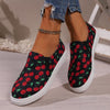 Women's Cherry Pattern Flat Slip-On Casual Canvas Shoes 24079227S