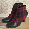 Women's Plaid Patchwork Button Ankle Boots 04640372C