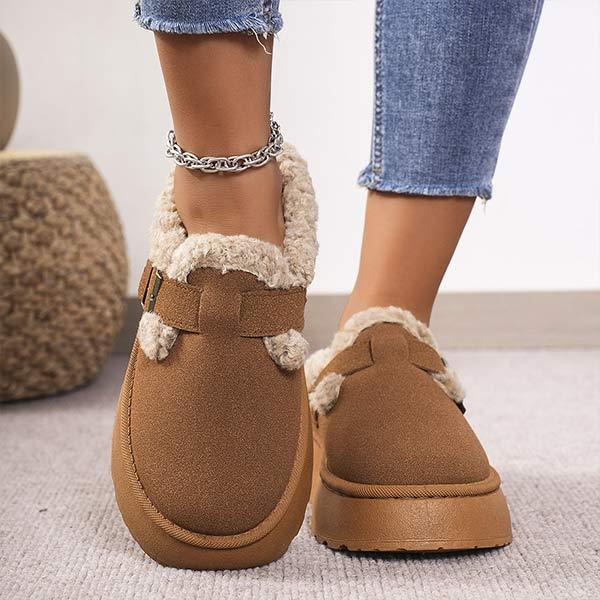 Women's Platform Fuzzy Strap Warm Slippers 43191304C