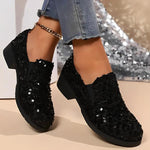 Women's Fashion Chunky Heel Sequined Casual Shoes 00439147S