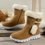Women's Casual Belt Buckle Plush Thick Sole Snow Boots 93045570S