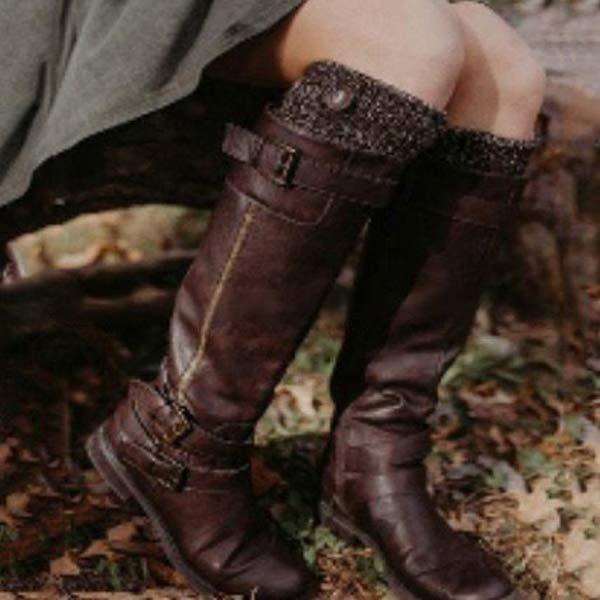 Women's Vintage Low Heel Knee-High Boots 55794092C