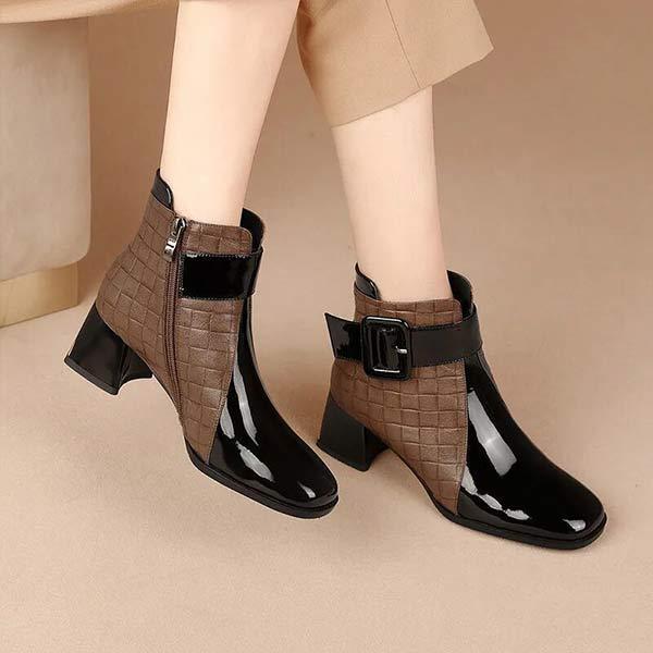 Women's Color-Block Chunky Heel Ankle Boots 57066656C